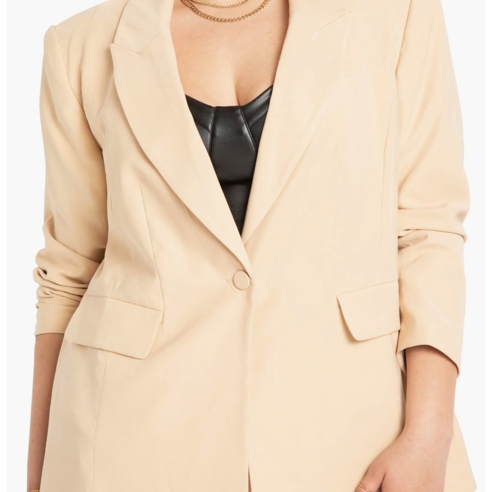 Eloquii Peak Lapel Single Button Beige Blazer- Size 18